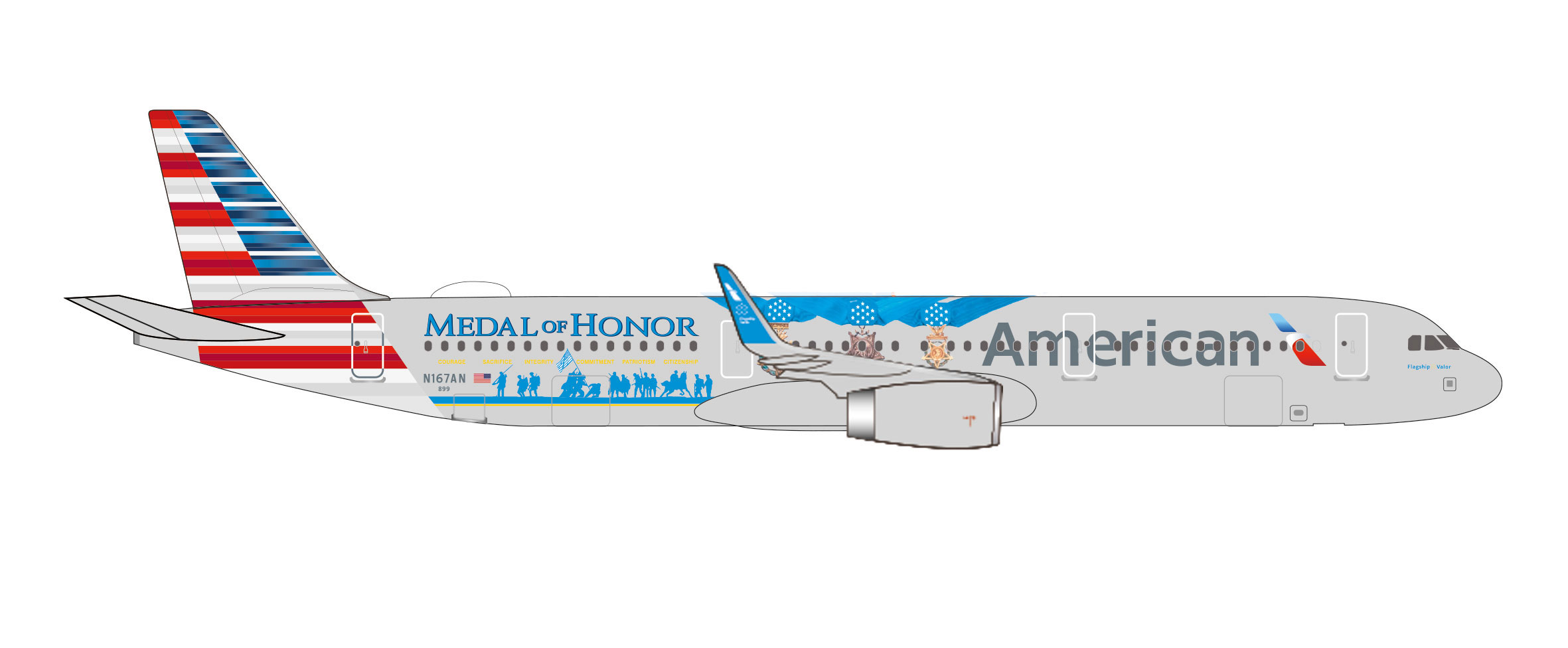 American Airlines Airbus A321 – Medal of Honor – Reg.: N167AN "Flagship Valor"