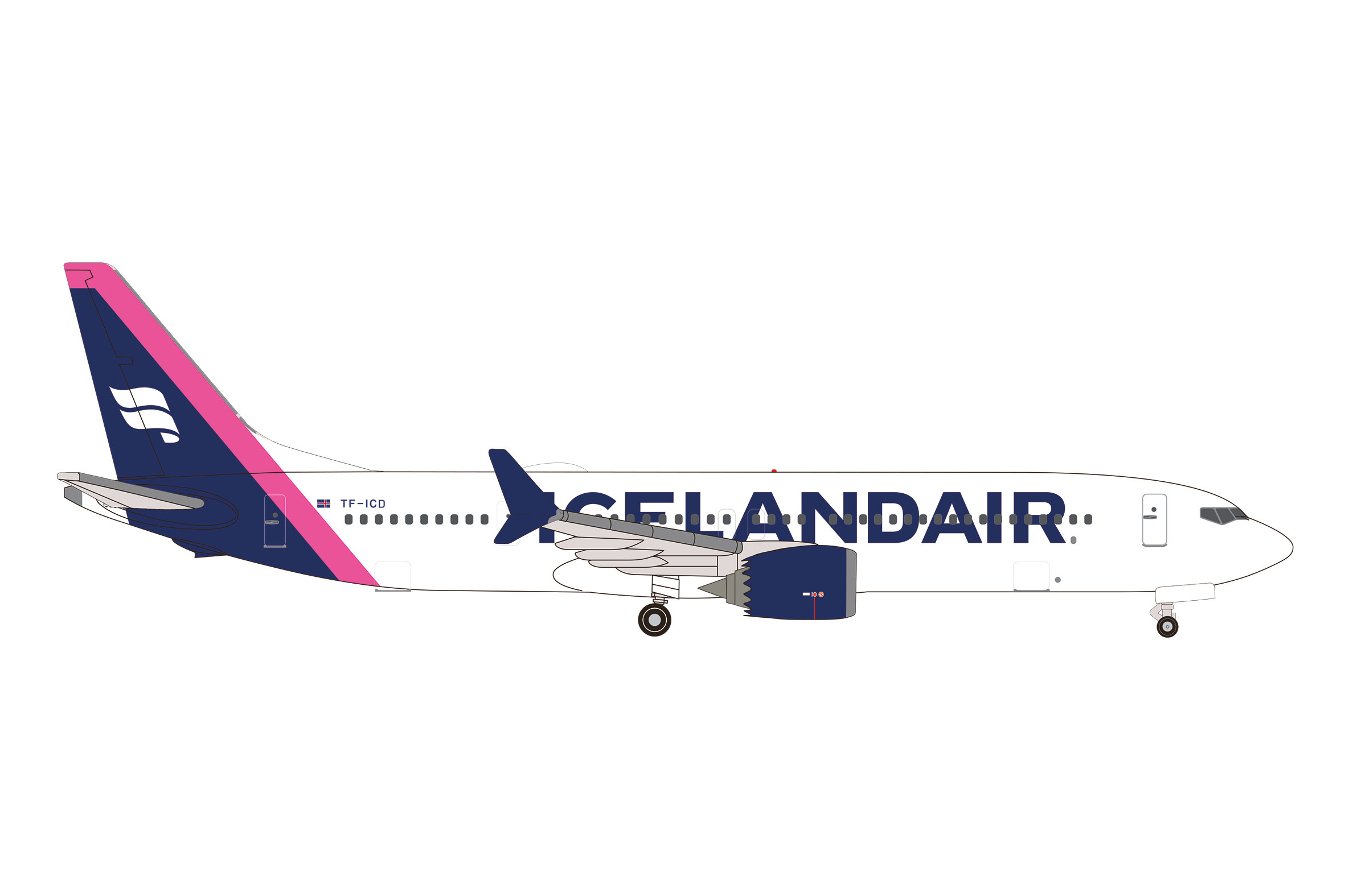 Icelandair Boeing 737 Max 9 - magenta tail stripe - "Baula" Reg.: TF-ICD
